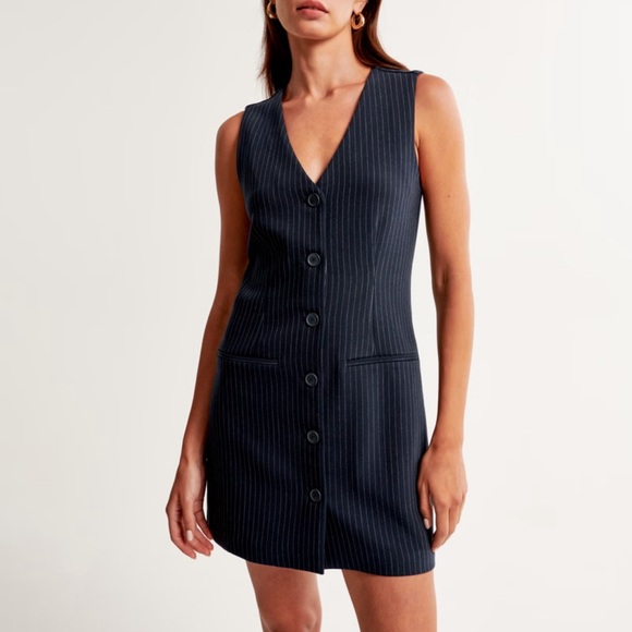 Abercrombie & Fitch Dresses & Skirts - Abercrombie & Fitch Mara Navy Pinstripe Vest Mini Dress *NWT*